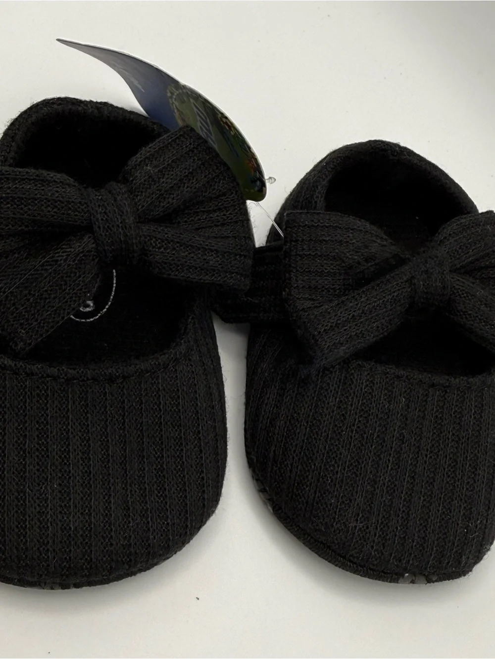 Baby Girls Black Knit Bow Mary Jane Slip-On Shoes